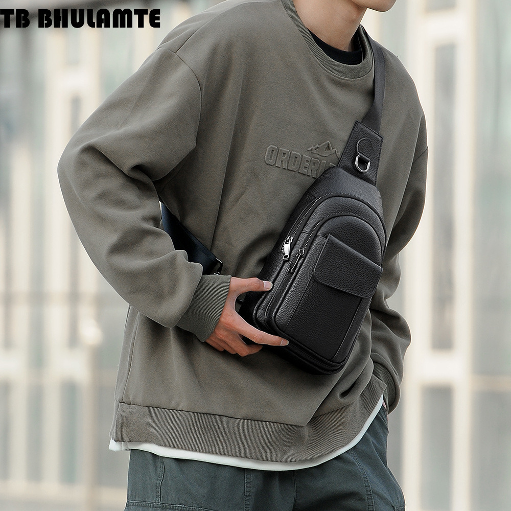Free Shipping Designer Bag Men's Luxury Bag New Genuine Leather Chest Bag Casual Crossbody Bag Multifunctional Shoulder Bag Cowhide Business Ches - view 3