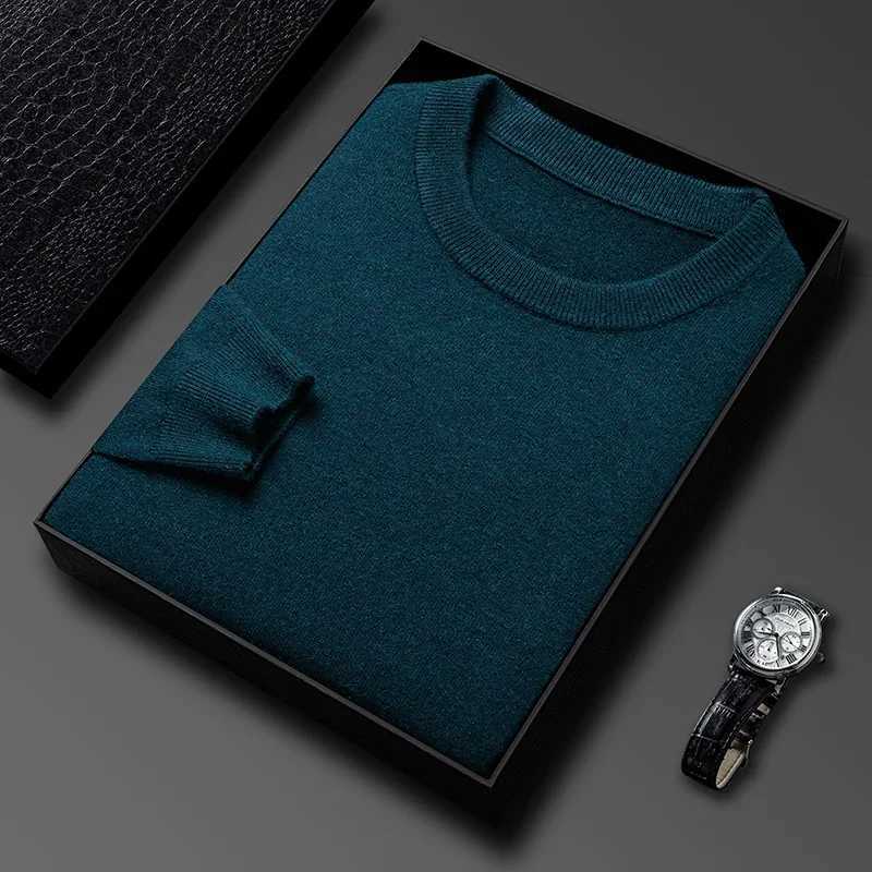 2025 New Mens Casual Sweater Round Neck Long Sleeve Knitted Sweater Diamond Pattern Fashion Versatile TopZ250918