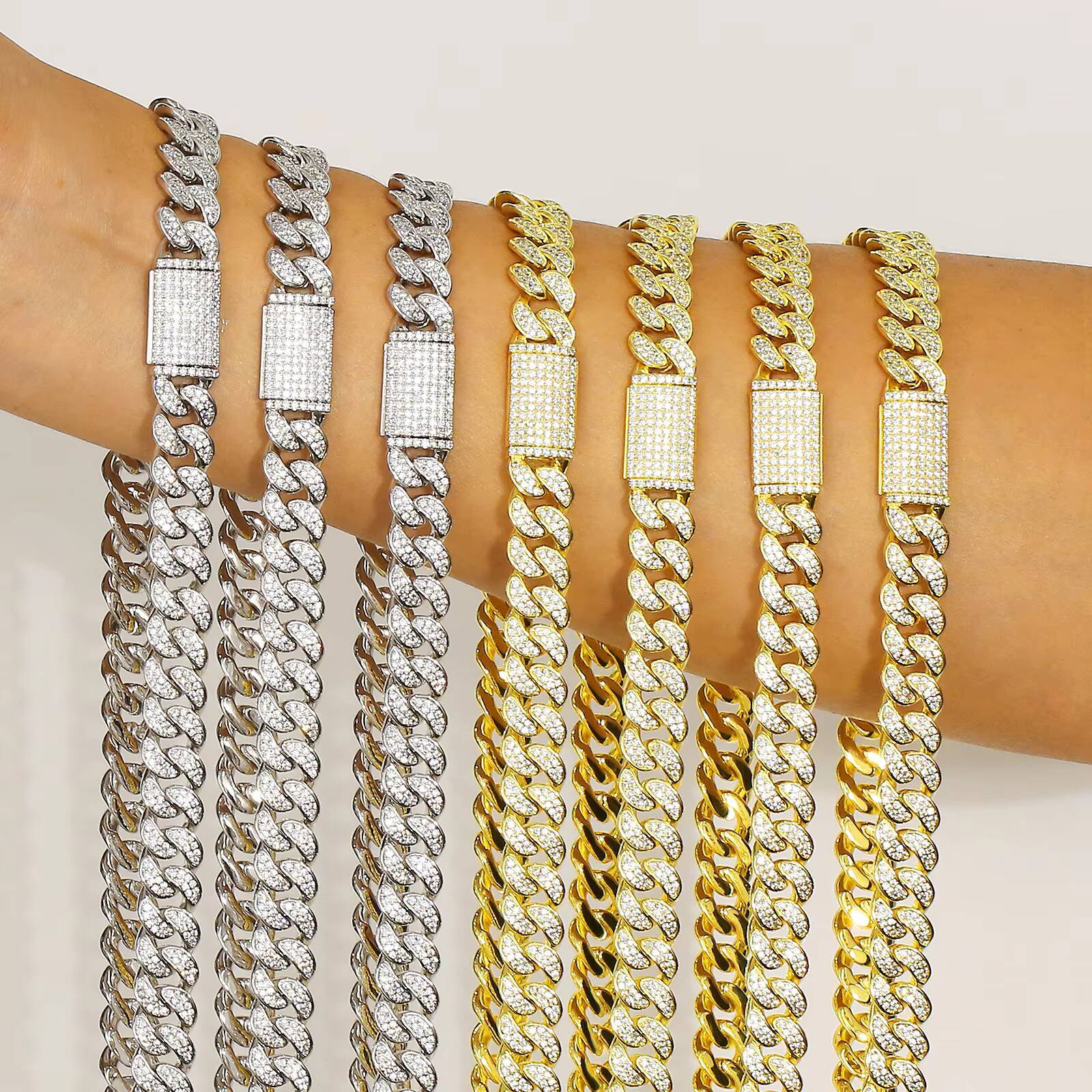 12mm Iced Out Mens Chains Hip Hop Jewelry 14k Gold 5A Moissanite Diamond Mens Iced Out Cuban Link Chain