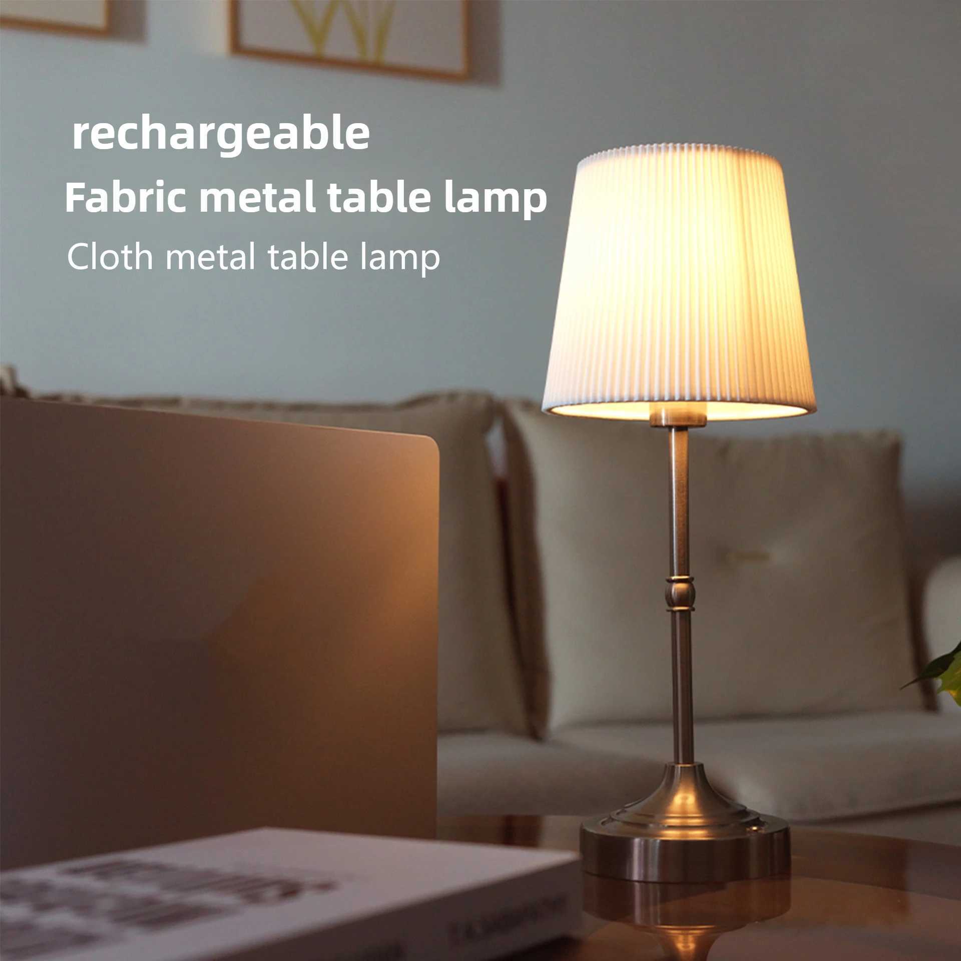 LED Gold Table Lamp Modern Night Light with Fabric Shade Bedroom Bedside Lighting for Reading Living Room Office Desk Light C250918