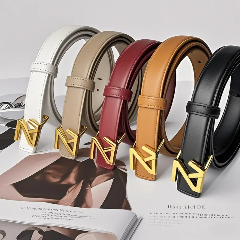 s Belt with ZV Buckle Light Simple High End Versatile Womens 250917