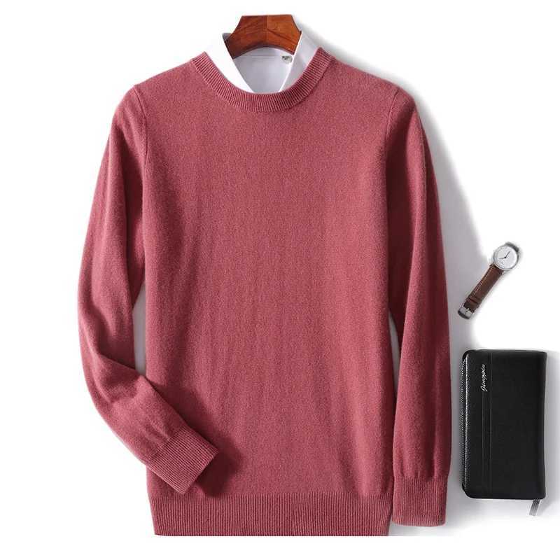 Mens Sweater AutumnWinter 100 Wool Sweater Round Neck Long Sleeve Hoodie Loose Solid Color High end Knitted Cashmere SweatersZ250918