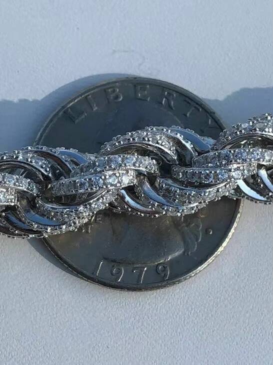 Classic Moissanite Rope Chain Necklace Iced Morganite Stone Solid Platinum 925 Sterling Silver Hip Hop Diamond Style for Mens Wedding