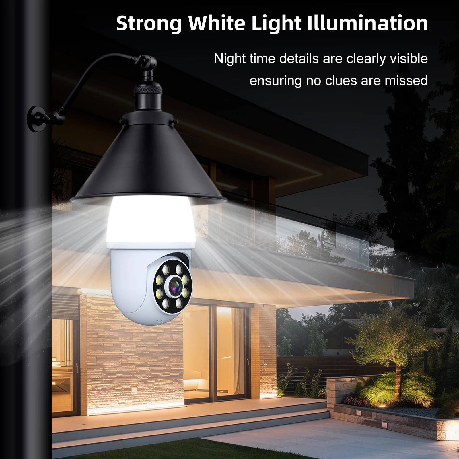 5Mp E27 Camera Wifi Surveillance With LED Bulb PTZ 10X Zoom Ai Human Tracking Two-Way Audio Night Vision Wireless Cam ICSEE