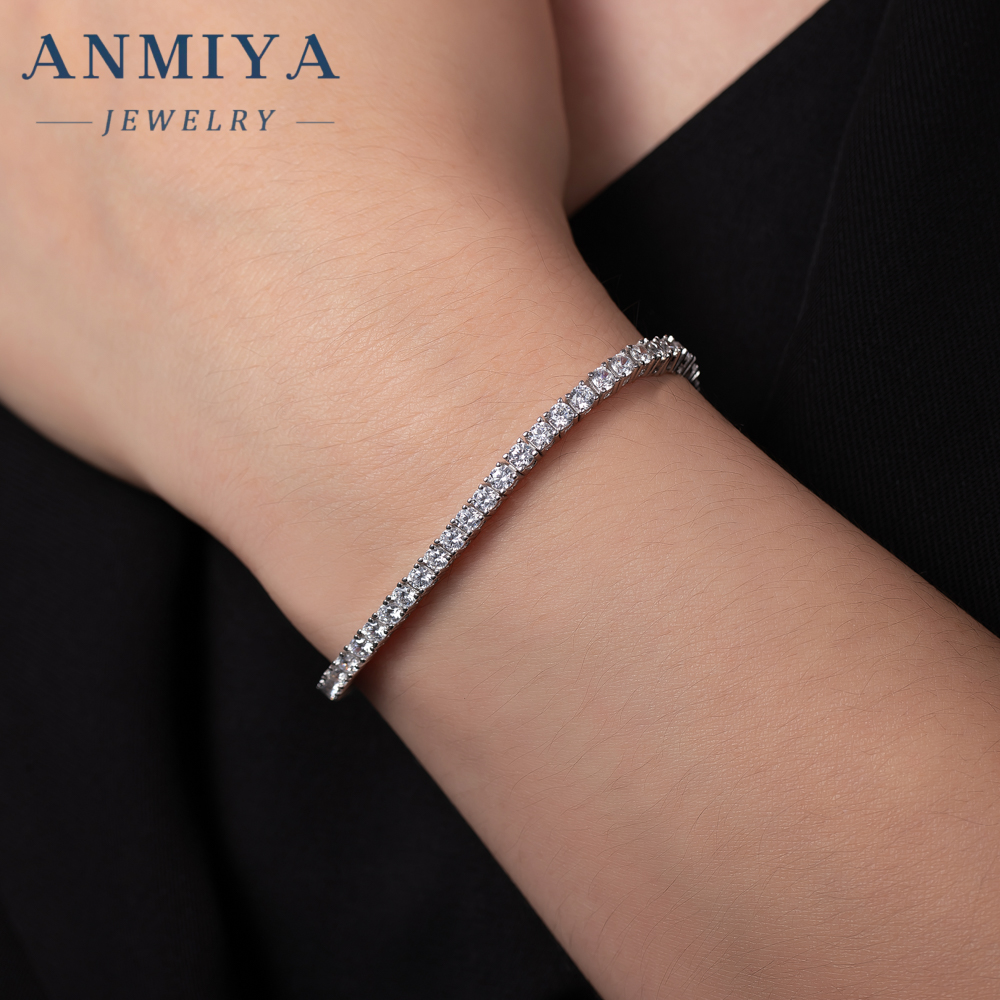 Tennis Bracelet 925 Sterling Silver Jewelry Leaf Bracelet Silver 925 Zircon Tennis Bracelet Men's and Women's