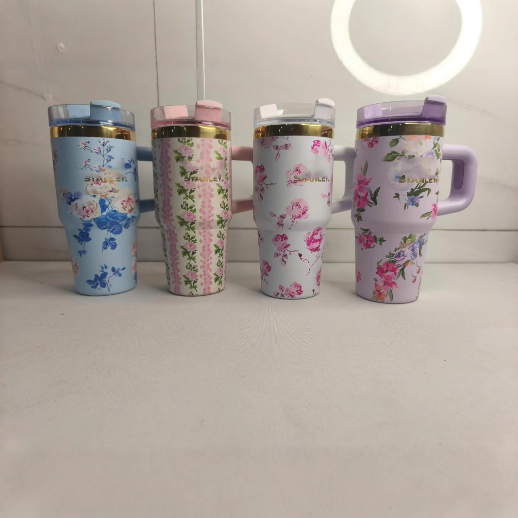 Designer New-Style Water Cup 3D Digital Printing 304 Stainless Steel Portable Car Cup 14oz Large Capacity Thermal Insulated Cup Straw Cup