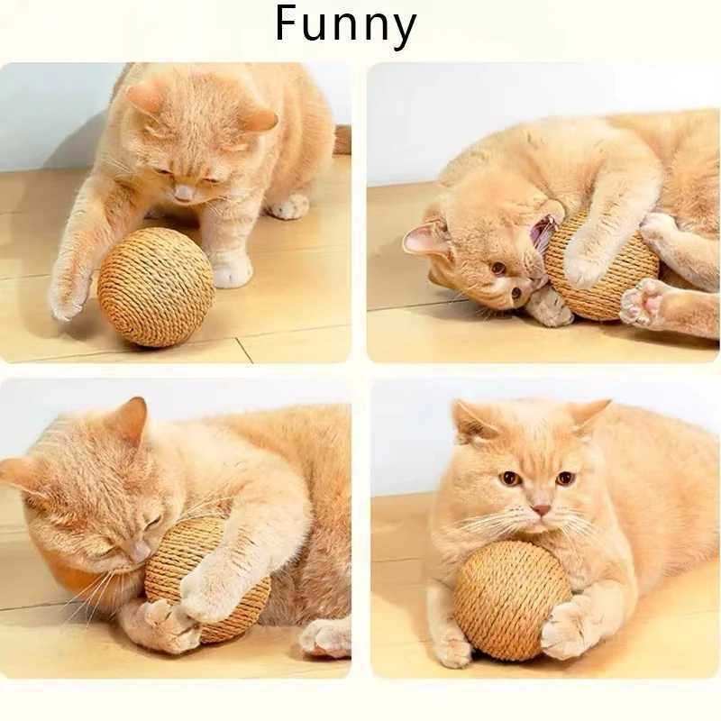 8cm Cat Scratching Ball Interactive Cat Toys Biteresistant Kitten Chasing Ball Pet Sounding Toys for Cats Cat Accessories X250918