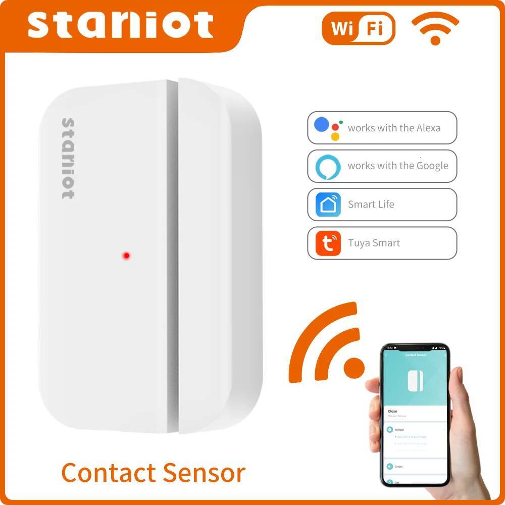 Staniot Tuya Wifi Window Sensor Door Open Closed Detector Compatible With Alexa Google Home Smart Life App Control