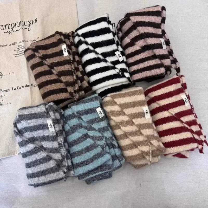Korea Ins Woolblend Knitted Striped Triangar Knitted Scarf Shl Autumn and Winter New Outer Vest Cloak Outer Scarf Wen Y250918