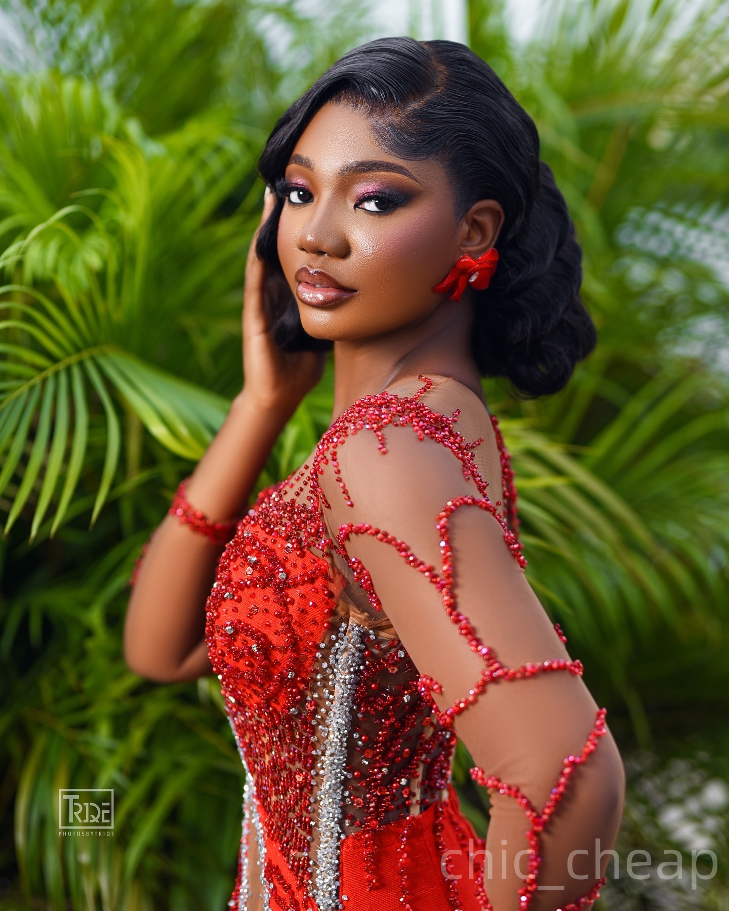 Mermaid Red Prom Dresses 2025 Sheer Neck Beaded Crystals Illusion Satin Evening Formal Party Second Birthday Engagement Gowns Plus Size Dress For Spec