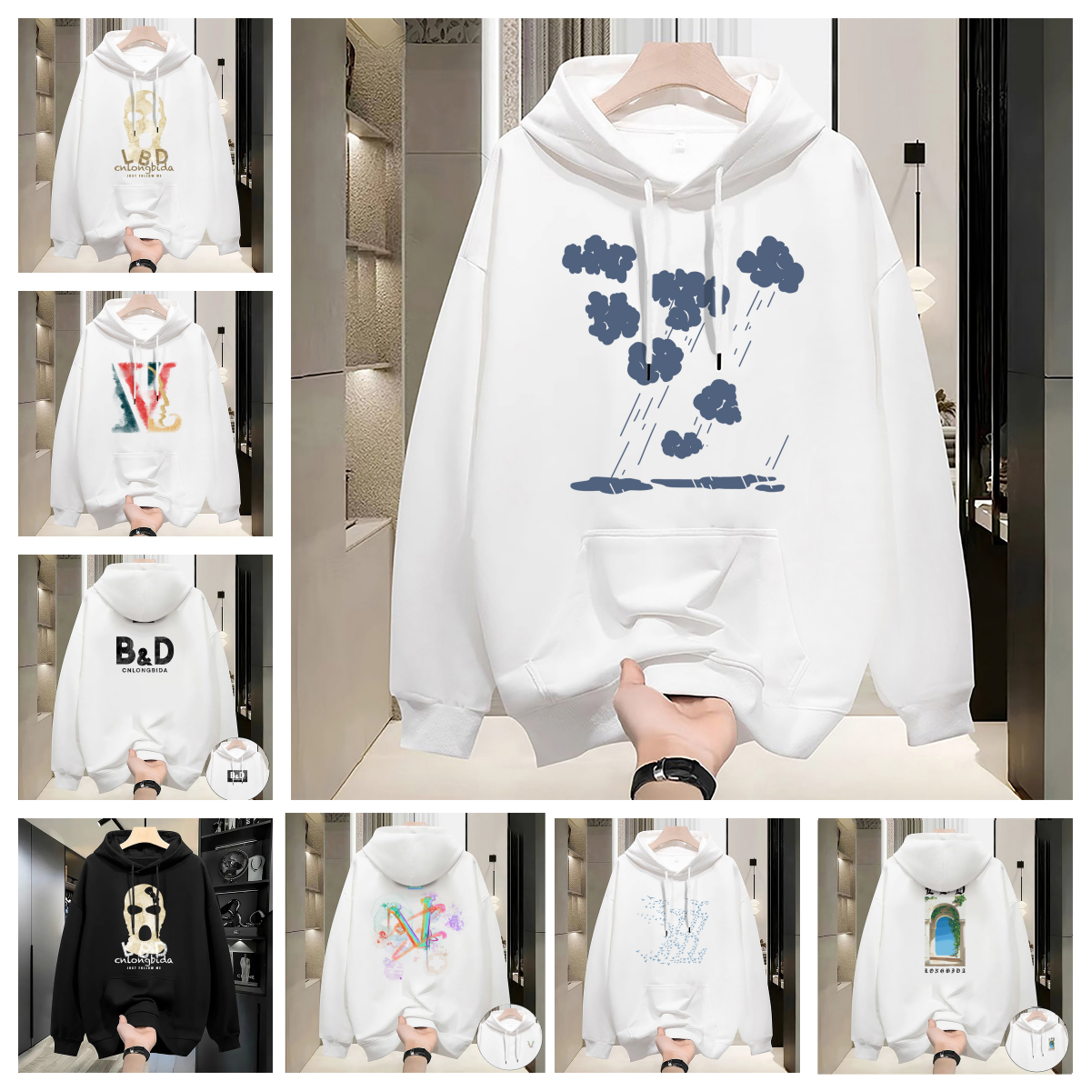 Men's Hoodies High Quality Luxurious Cotton Warm Print Pattern High-end Black And White color Fashionable Hip-Hop Classic Birthday Gift Hoodies F