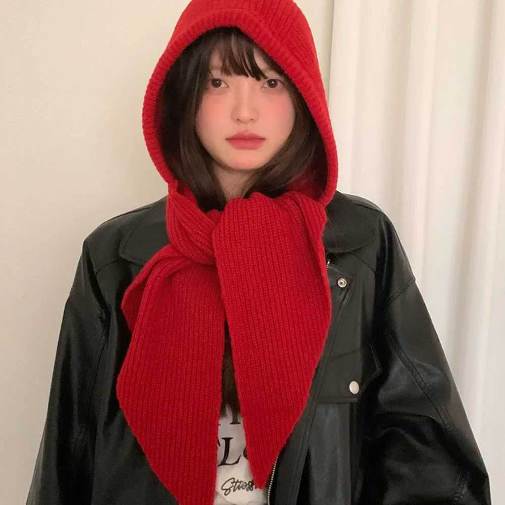 Mticolor Balaclava wens autumn and winter warm wool hat scarf integrated hooded scarf knitted hat tren Y250918