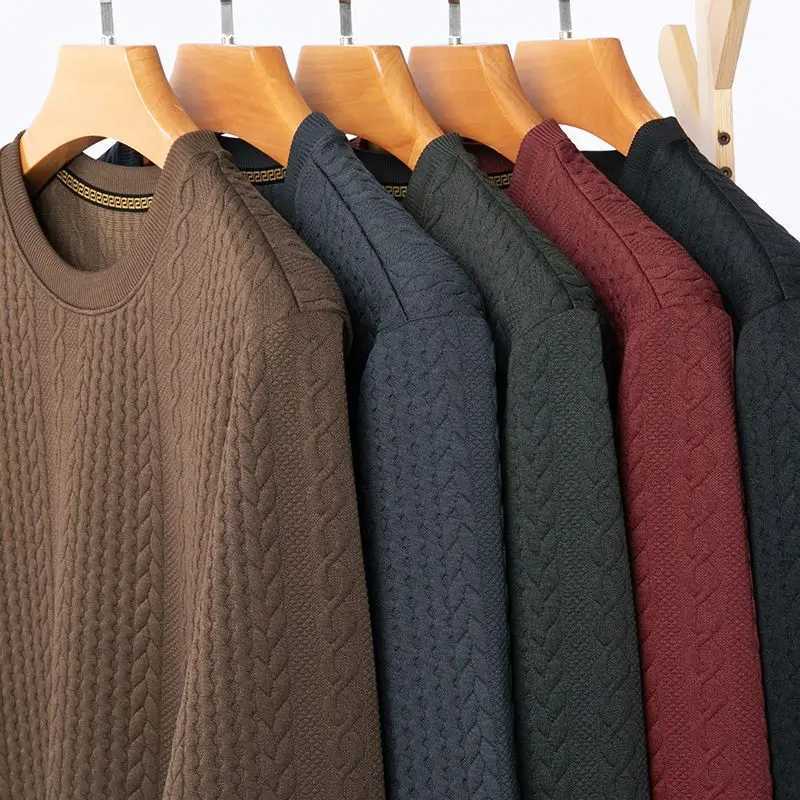 Jacquard Mens Sweatshirt Autumn Winter New Round Neck Knitted Long Sleeves Comfortable Loose Sweater PulloversZ250918