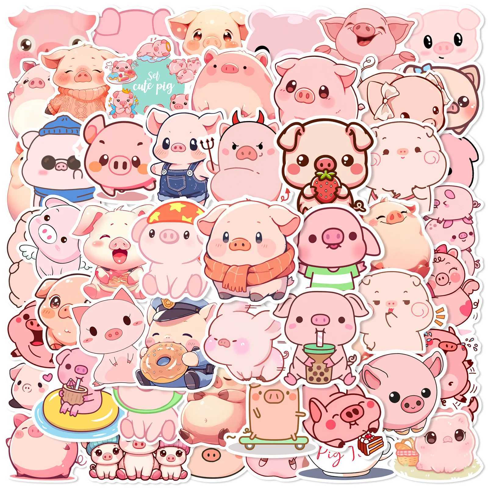 50pcs Cute Little Piggy Cartoon Graffiti Animals Stickers Phone Guitar Laptop Suitcase Water Bottles Waterproof Sticker Gift C250918
