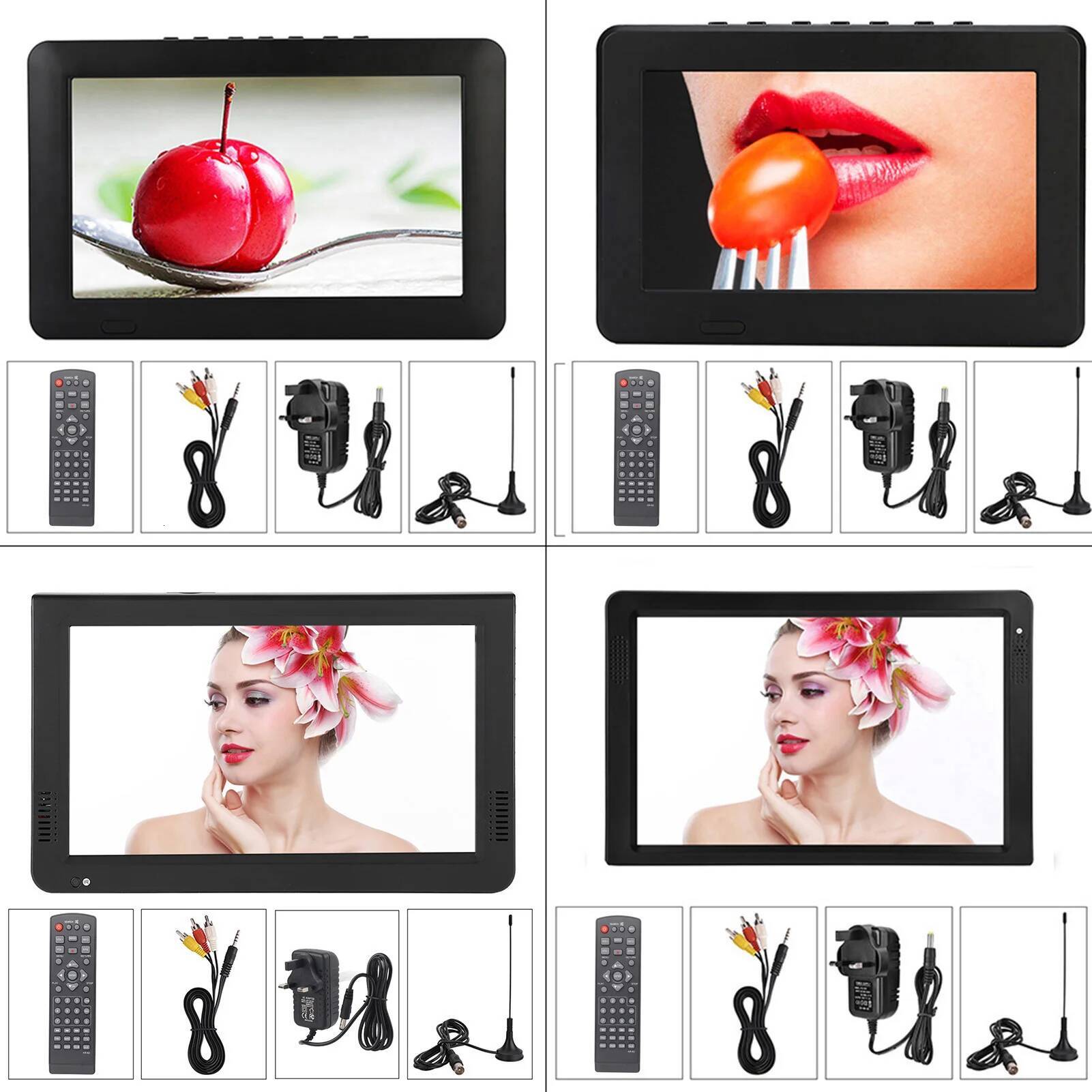 Portable 16:9 TFT LED HD TV Digital Analog Color Teion Player With Remote Mini Monitor For Home Car Travel