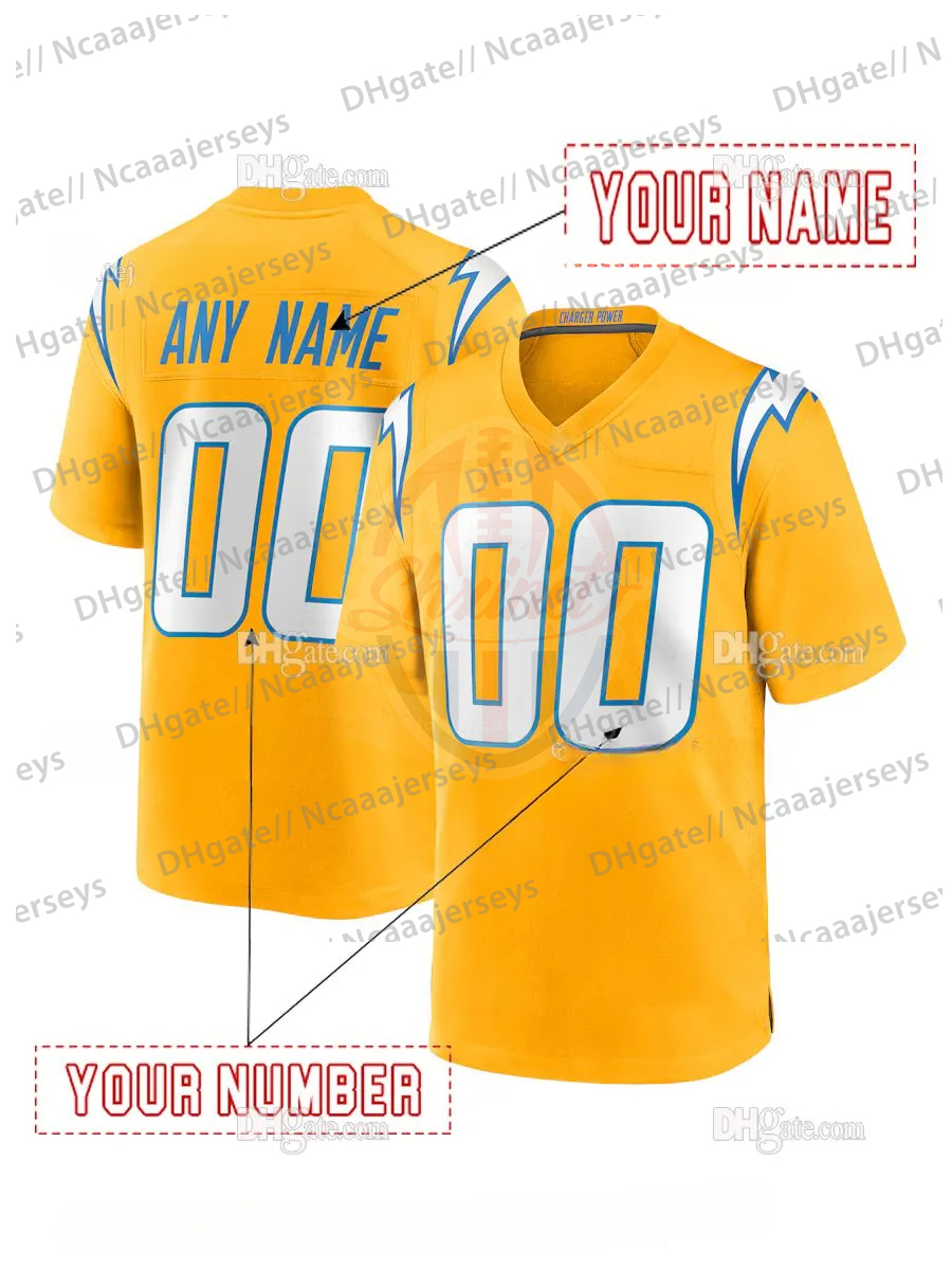Personalized Custom 2025 HAMPTON Football Jersey Justin Herbert Bolt Ladd McConkey Derwin James Jr. Gus Edwards Joe Alt Quentin Johnston LaDainian Tomlinson