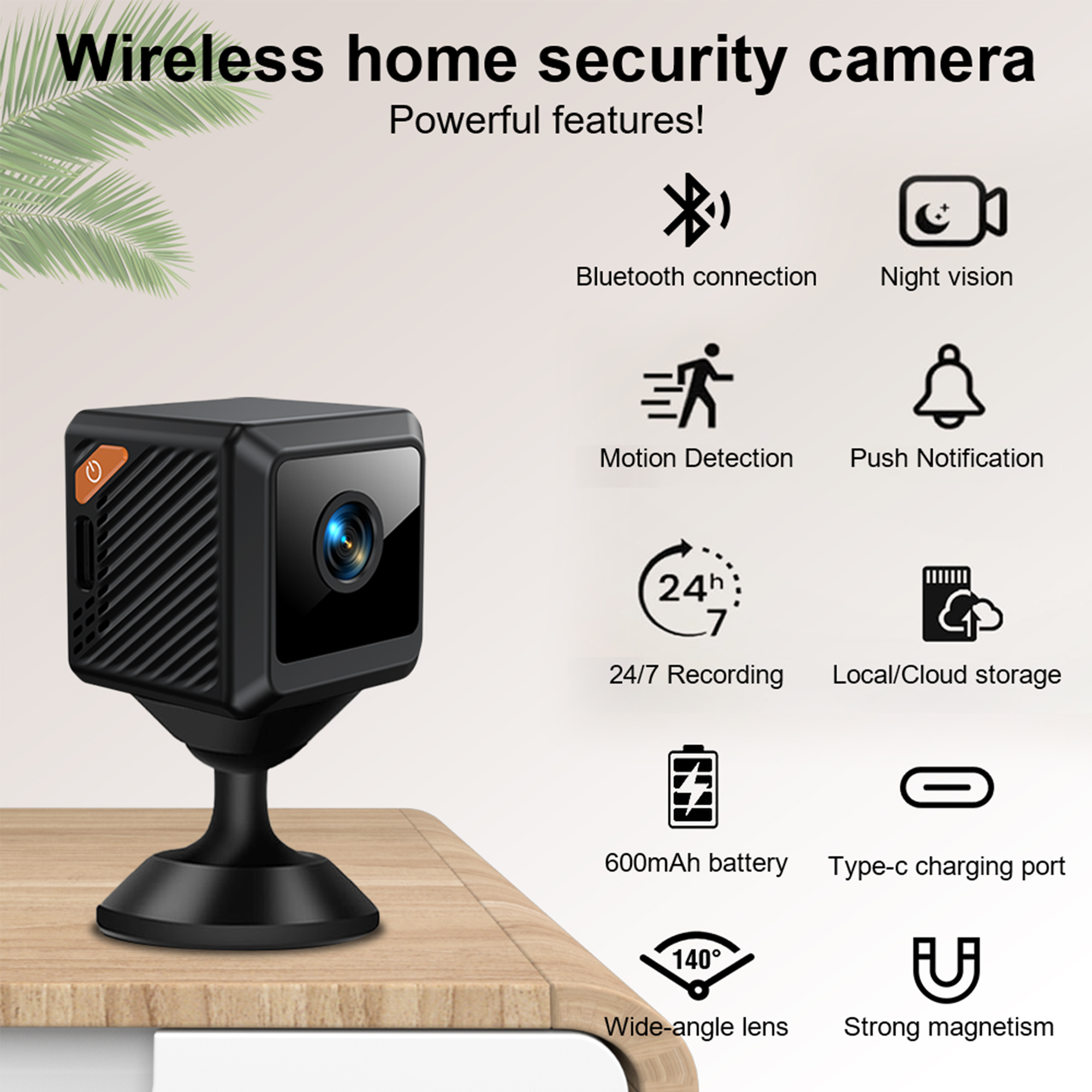 New Wireless Baby Monitor WiFi Security Camera for Home Apartment 1920x1080P Camera Black