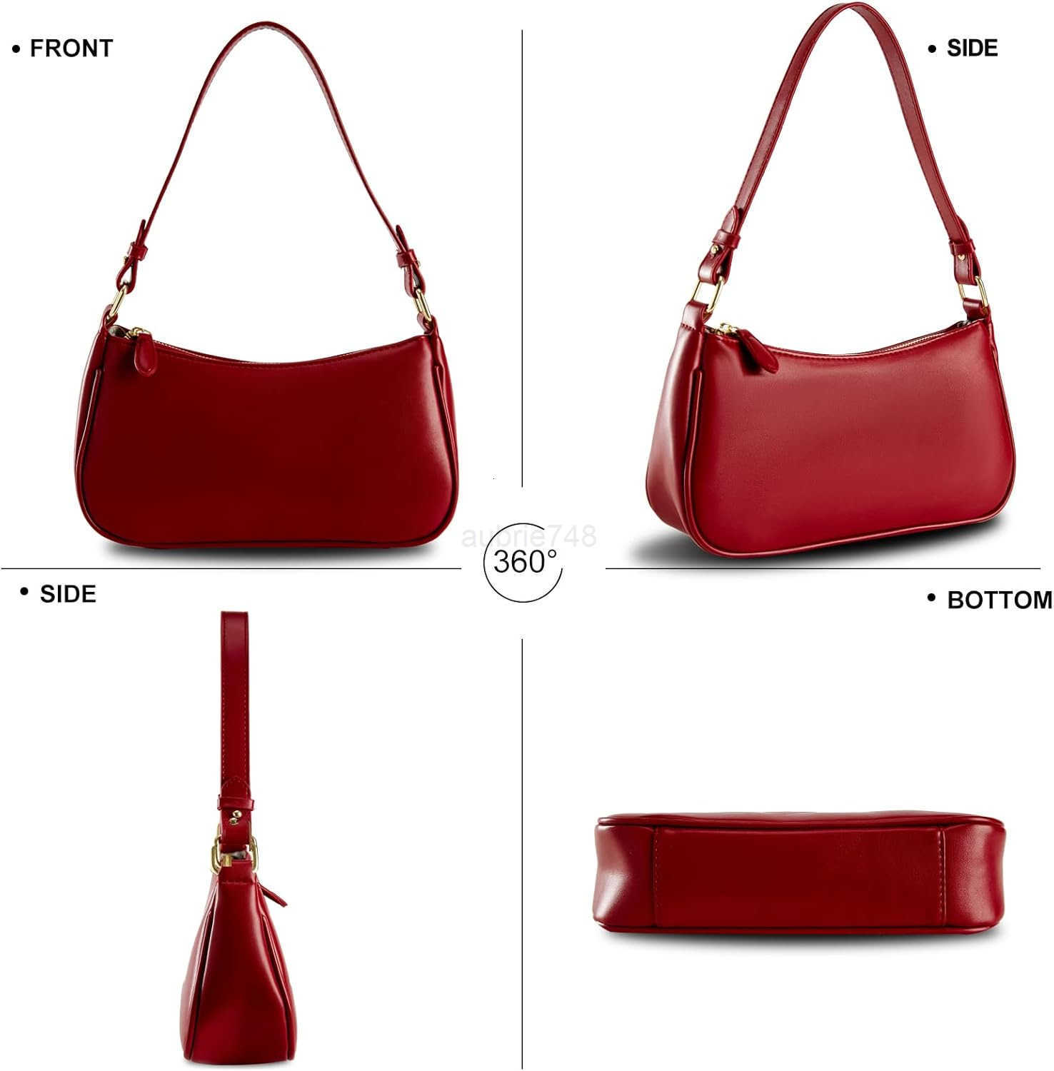 Shoulder Bags for Women Leather Hobo Sling Tote Handbag CluTCh Purse with 2 Removable Straps and Zipper Closure C260116