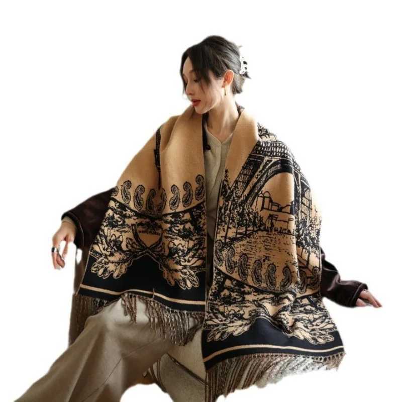 New Fashion Tower Print Winter Wens Scarf Luxury Design Double sided Cashmere Feel Scarf Tassels Warm Scarf Shl 43200cm Y250918