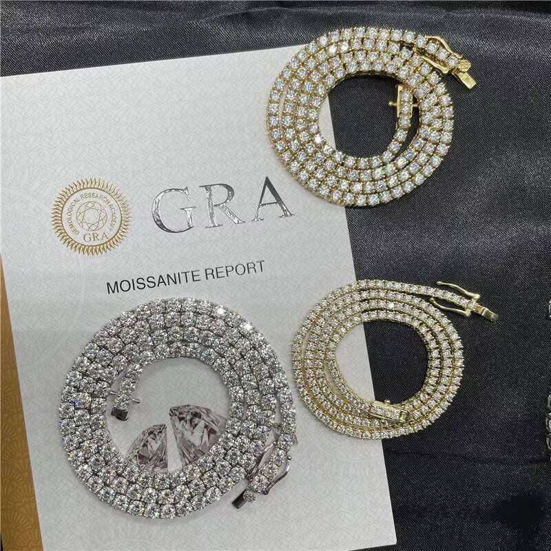 Sterling Sier VVS 3mm 4mm 5mm Silicon Stone Chain Iced Tennis Bracelet Hip Hop Jewelry