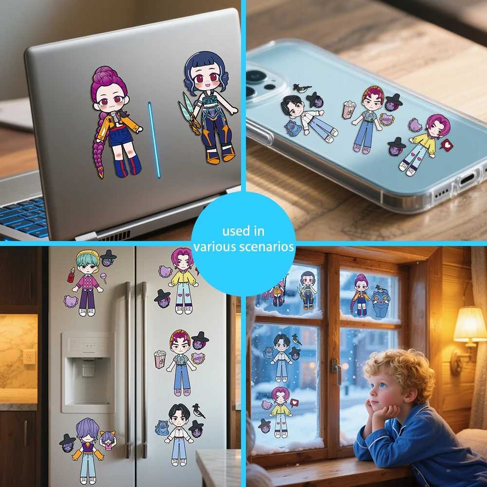 8pcs KPop Demon Hunters Cartoon DIY Stickers Bulk Anime Doodle Decals for Luggage Water Bottles C250918