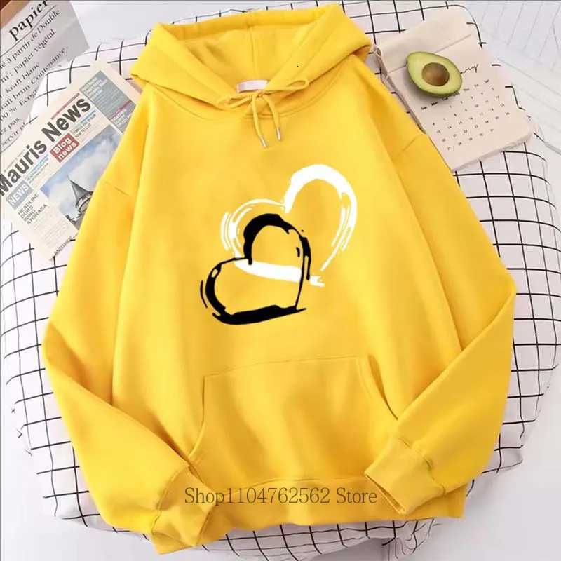 Women Clothing Heart Print Hoodie Autumn Winter Outdoor Sports Fashion Casual Long Sleeve Pullover Women Fleece SweatshirtsZ250918