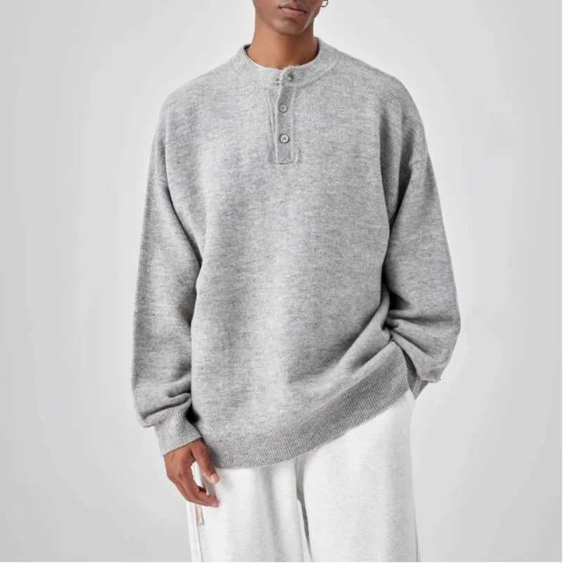 American Henry Neck Sweater Men in Autumn and Winter Lazy Highend Casual Longsleeved Mens Inner Base Knitted Sweater ThreadZ250918
