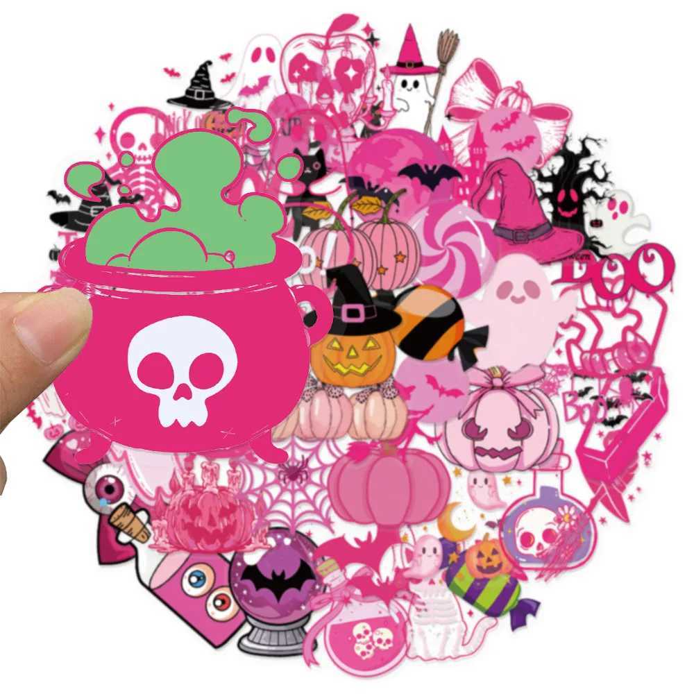 50PCS Pink Cartoon Halloween Graffiti Stickers DIY Luggage Notebook Water Cup PET Waterproof Stickers C250918