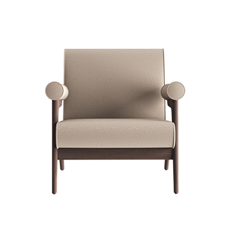 Living Room Furniture Elegant Antelope - themed Beige Upholstered Wooden Lounge Chair for Home Interiors