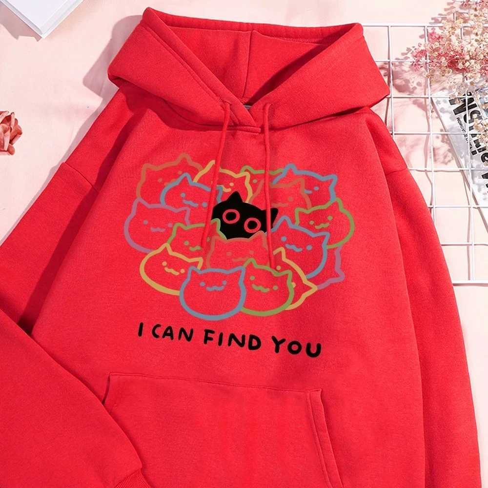I Can Find You Fun Cat Hoodies Women Street 2025 Winter Autumn Sweatshirt Fleece Pullover Clothes Sweatshirts Women ClothingZ250918