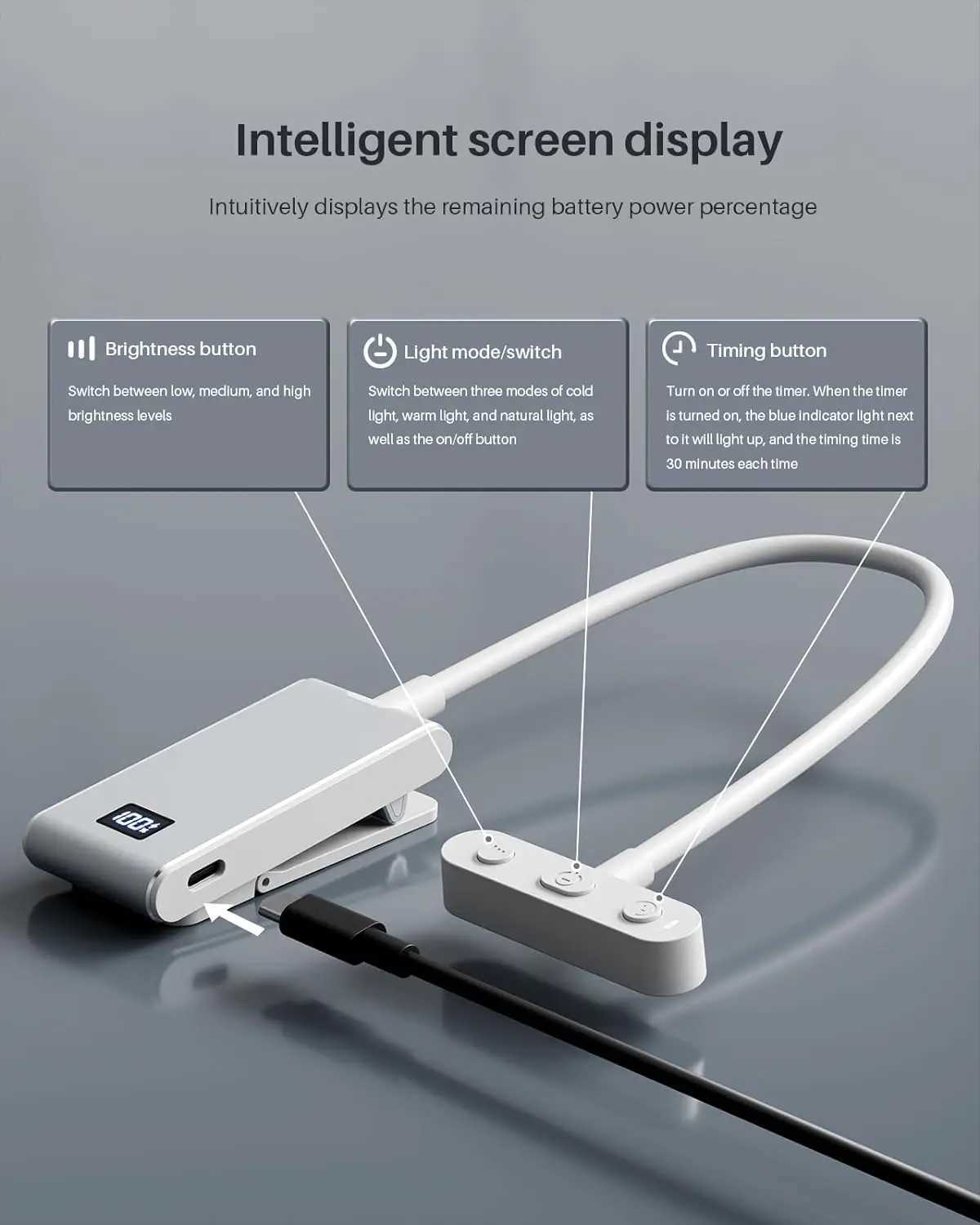 Aluminum Rechargeable Reading Light 3 colors 3 brightness Clip On Mini Book Light Small Read Night Lamp Study Reading Book Lamp C250918