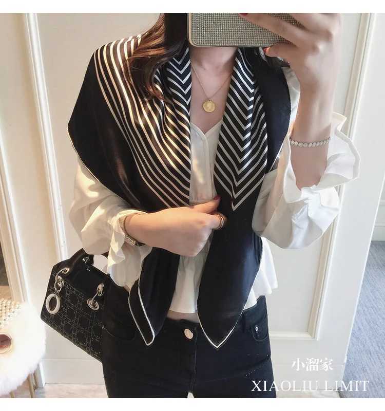 New 9090cm Silk Scarf Scarftop Hears For Wan Fashion Seasons Hair Accories Hijab Foard Bandana shl scarf Y250918