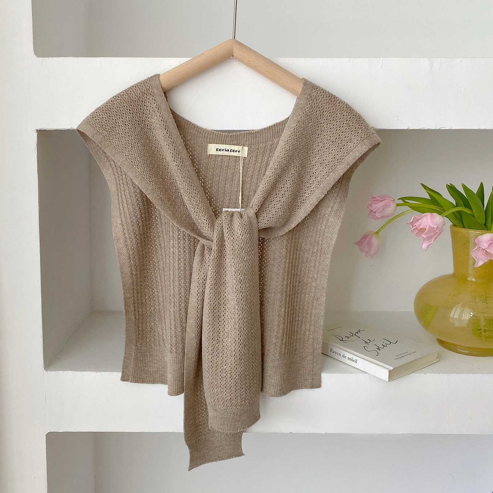 2025 Fashion Korean Knitted Hollow Out Shl Summer Off Fake Collar Neck Knit Thin Knotted Ce Shoder Scarf For Wen Y250918