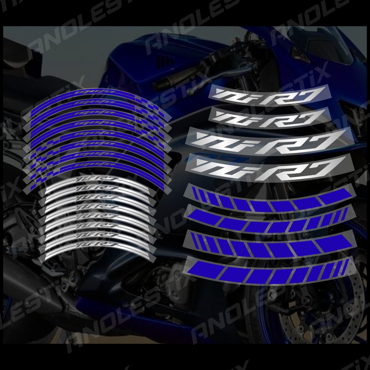 For YAMAHA YZF R7 AnoleStix Reflective Motorcycle Wheel Sticker Hub Decal Rim Moto Stripe Tape