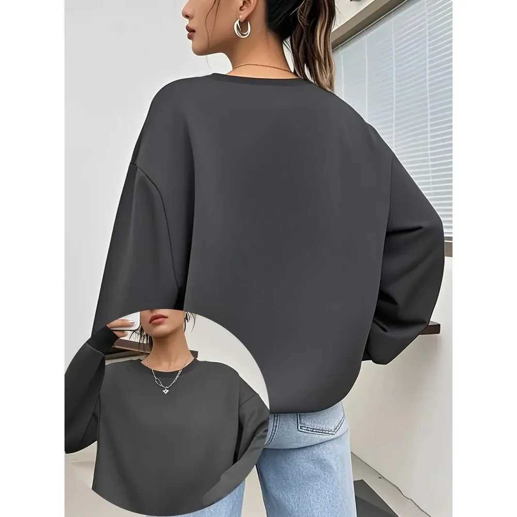 Womens Cotton Casual Hoodies Loose Solid Color Autumn Winter Fleece Sweatshirt Oversize Pullover ONeck Top Hoody Couple UnisexZ250918