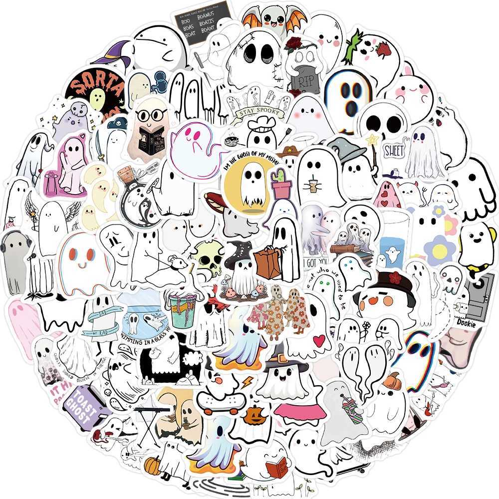 100pcs Funny Cartoon Ghost Stickers For Luggage Guitar Phone Diary Waterproof Graffiti Kids Toy DIY Cute Spooky Laptop Decals C250918
