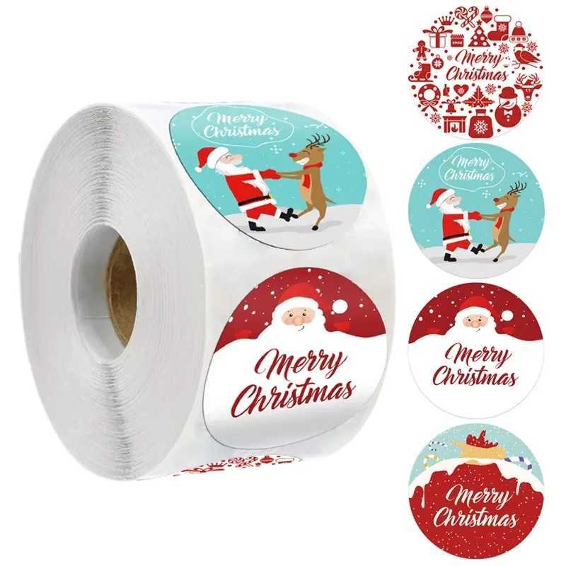 100500PCS Merry Christmas Stickers Small Childrens Stickers for Kids Rolling Sticker Pack Roll Packing Lables C250918