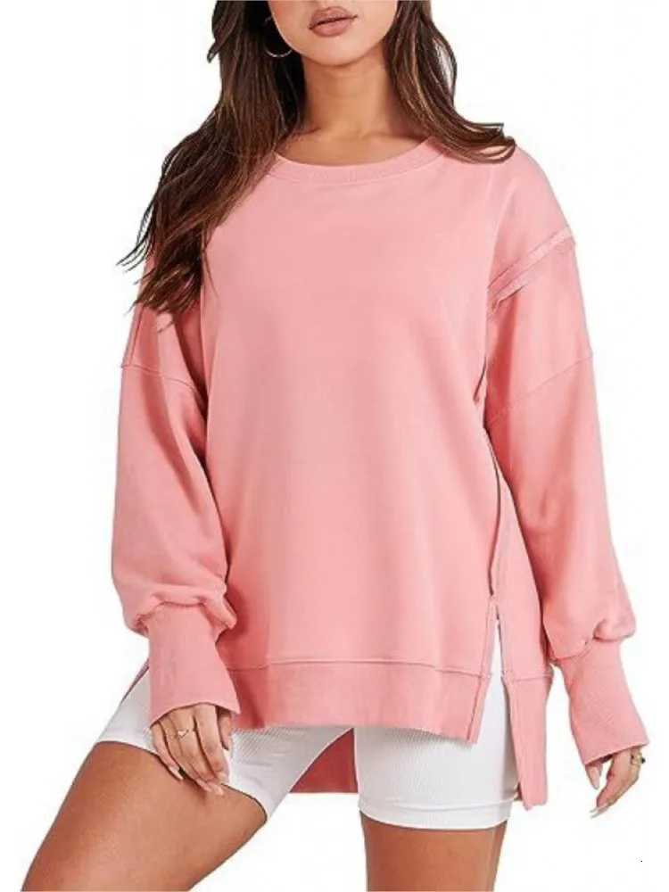 Casual Sports Hoodie For Women Fashion Solid Long Sleeve O Neck Pullover Loose Tops Lady Holiday Streetwear Womens Clothing NewZ250918