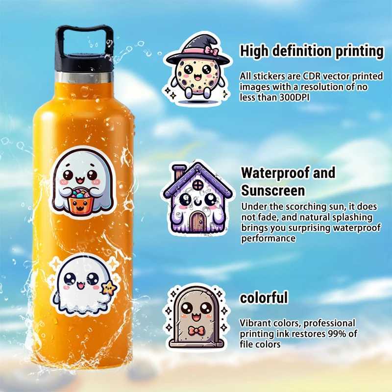 50PCS Halloween Stickers Cute Cartoon Cat Pumpkin Halloween Themed Stickers Fun Holiday Decals Pack Vinyl Waterproof Scrapbook C250918