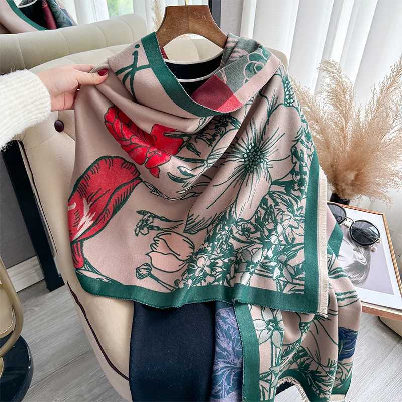 New Luxury Design Winter TwoSided Cashmere Jacquard Scarves High Quty Wen Thicken Wr Shl Ladies Wool Scarf Y250918