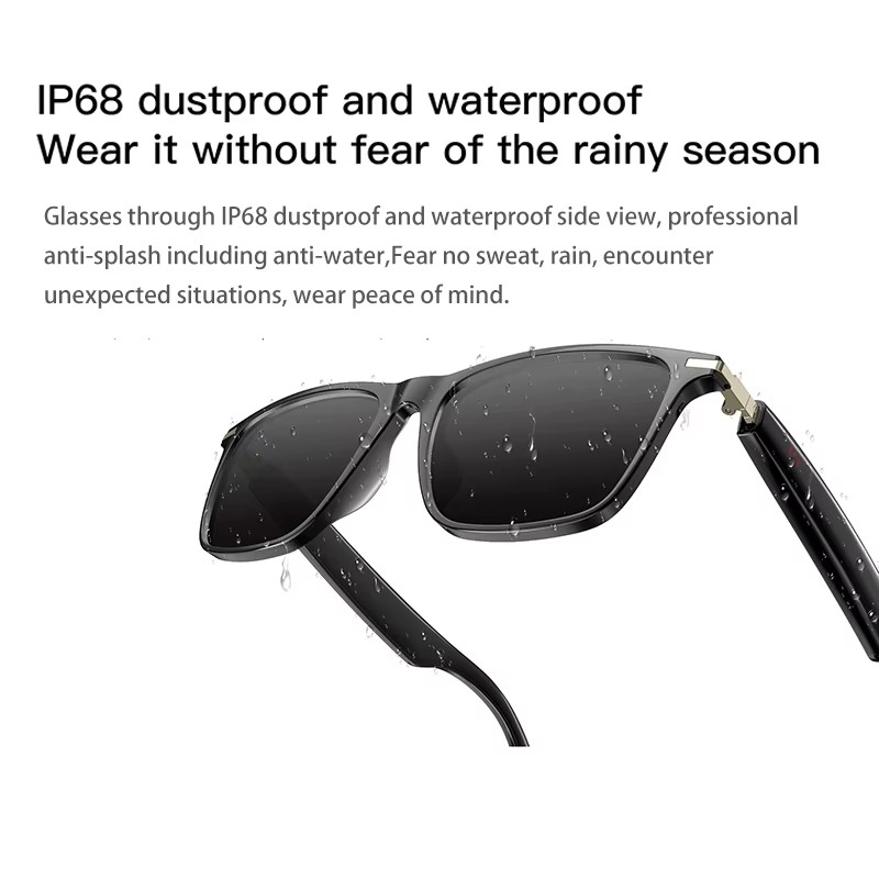 AI Translation Glasses with Camera Smart Glasses with Earbuds Music Control Open Ear Speaker Wide Angle Photography for Outdoor Cycling Meeting Travel