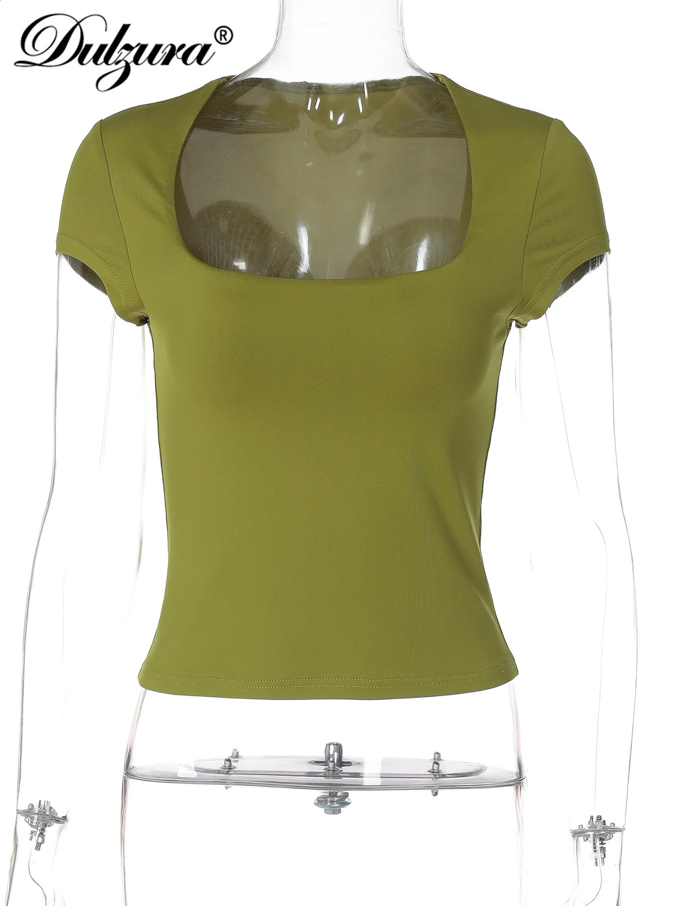 Dulzura Ladies UNeck Short Sleeve Slim Fit TShirt Solid Sexy Casual Y2K Top Party Club Street Spring Summer Clothes Wholesale 250918