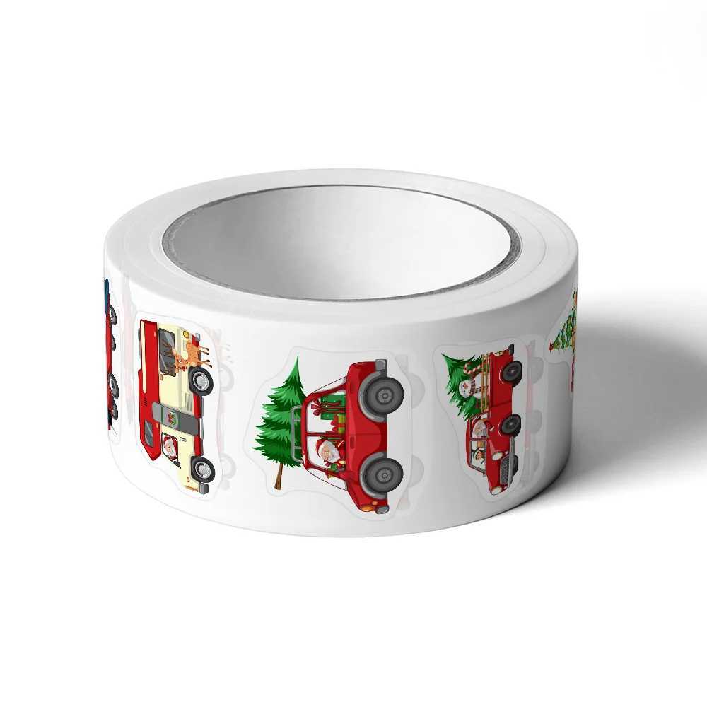500PcsRoll Heterotypic Christmas Themed Santa Claus Transportation Stickers 8 Designs 25cm10 DlY Graffiti Holiday Labels C250918