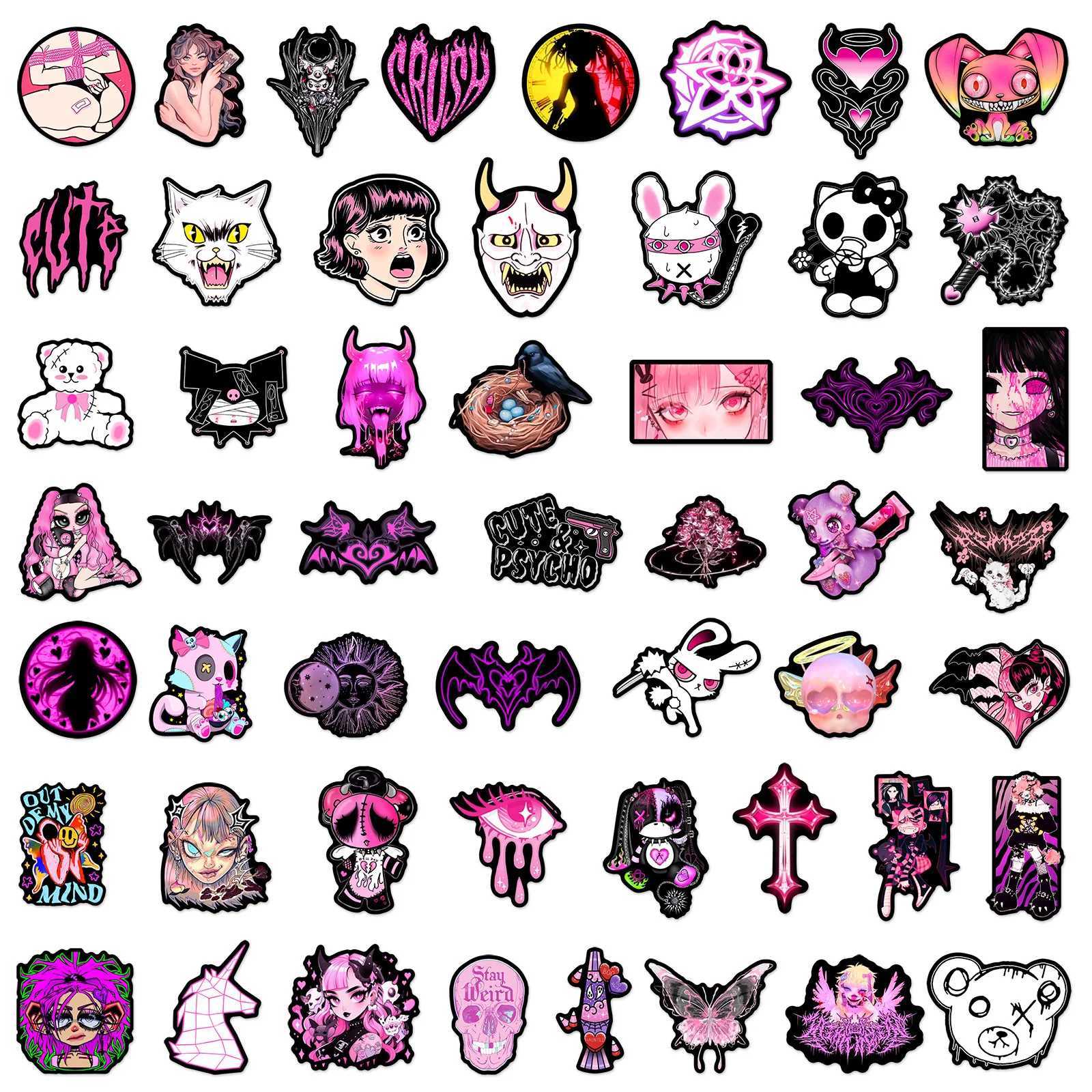 102550pcs Pink Gothic Graffiti Stickers for DIY Scrapbooking Phone Laptop Suitcase Skateboard Motorcycle Helmet C250918