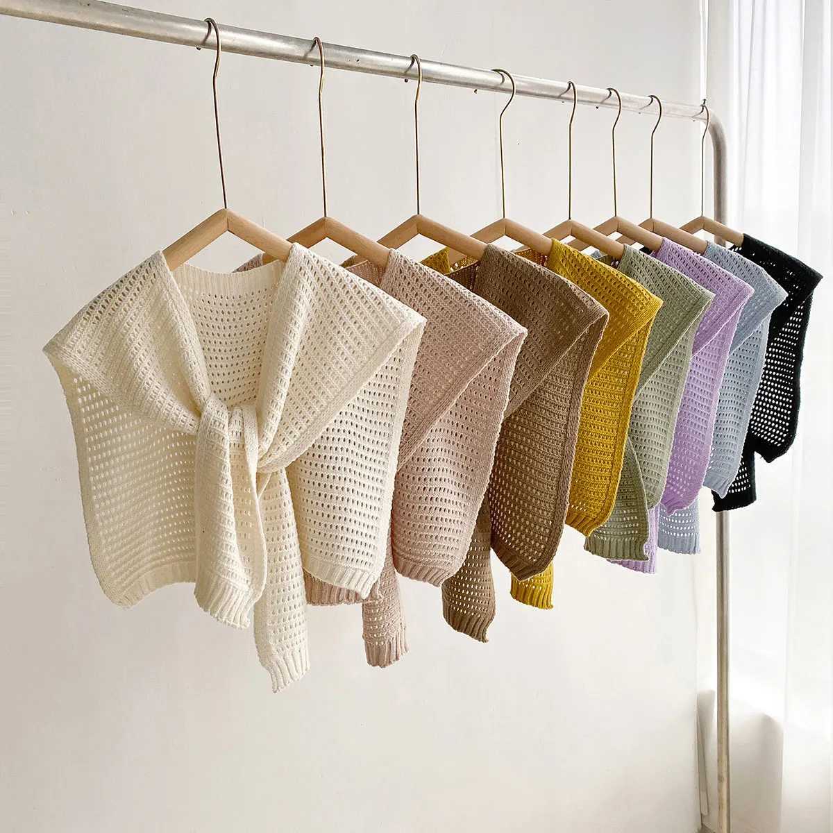 Korean Leisure Versatile Knitted Shl Summer Air Conditioning Fake Collar Neck Ce Shoder Solid color Scarf For Wen Y250918