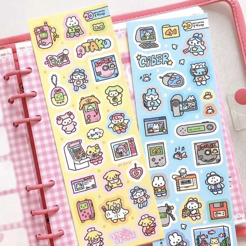 Korean Cartoon Cute Kawaii Graffiti Hand Drawn Rabbit Sticker Hand Account Photo Planner Diary Scrapbook DIY Decorative Stickers C250918