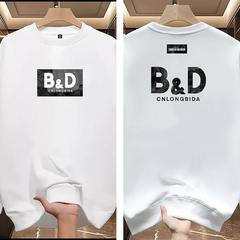 Men's Hoodies Round Neck High-end Black And White Pattern Printing For Warmth Sweatshirts For Men