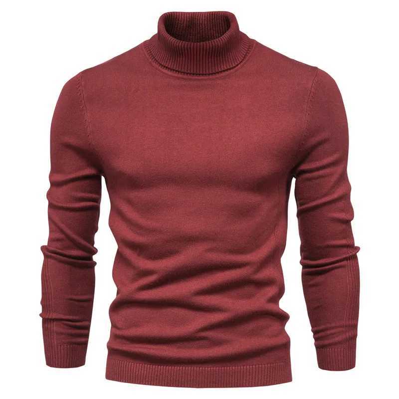 New Autumn and Winter Casual Mens Solid Color Pullover Sweater Turtleneck Mens Casual Multicolor Comfortable Knitted SweaterZ250918