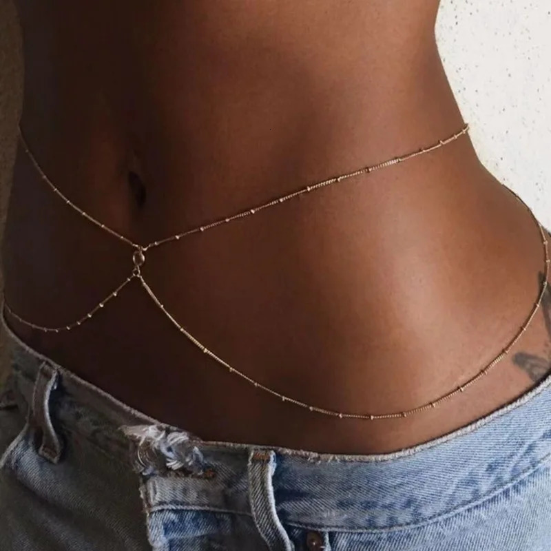 Fashion Metal Double Layered Beads Belly Chains for Women Simple Gold Color Waist Body Chain Beach Party Jewlery Accessories 250917