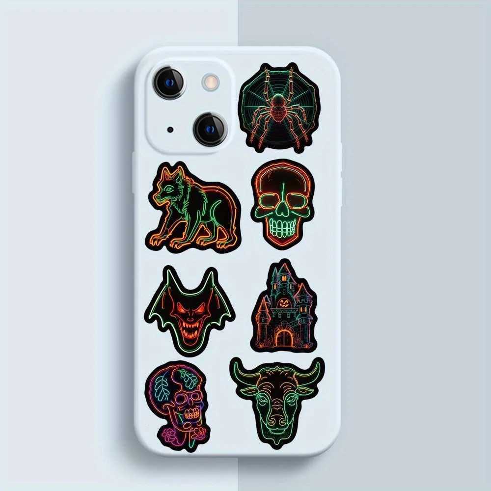 50pcs Neon Halloween Cartoon Graffiti Stickers Spooky Horror Decals for Water Bottles Party Supplies Reusable SelfAdhesive C250918